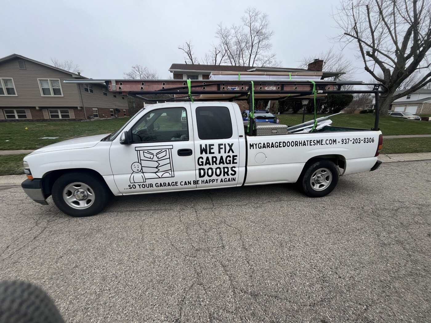We Fix Garage Doors service truck — so your garage can be happy again